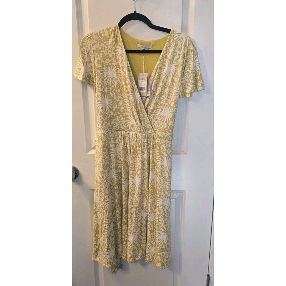 Boden Evangeline Jersey Wrap Dress Yellow Floral Print Size US 12R New